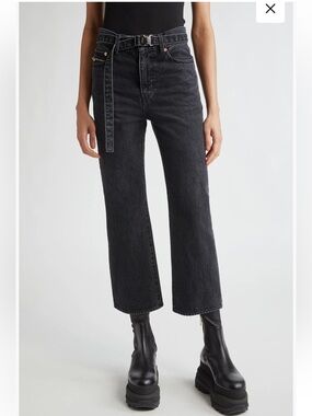 Sacai Black Cropped Bootcut Jeans
